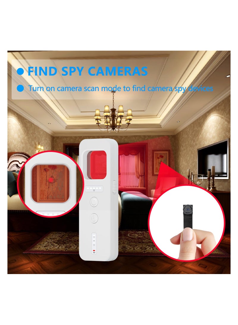 1PCS Hidden Camera Detectors Anti Spy Detector Tracker Detector Infrared Camera Scanner Bug Detector Listening Device Detector RF Signal Scanner Device for Cars Indoor Outroom (White) - Image 3